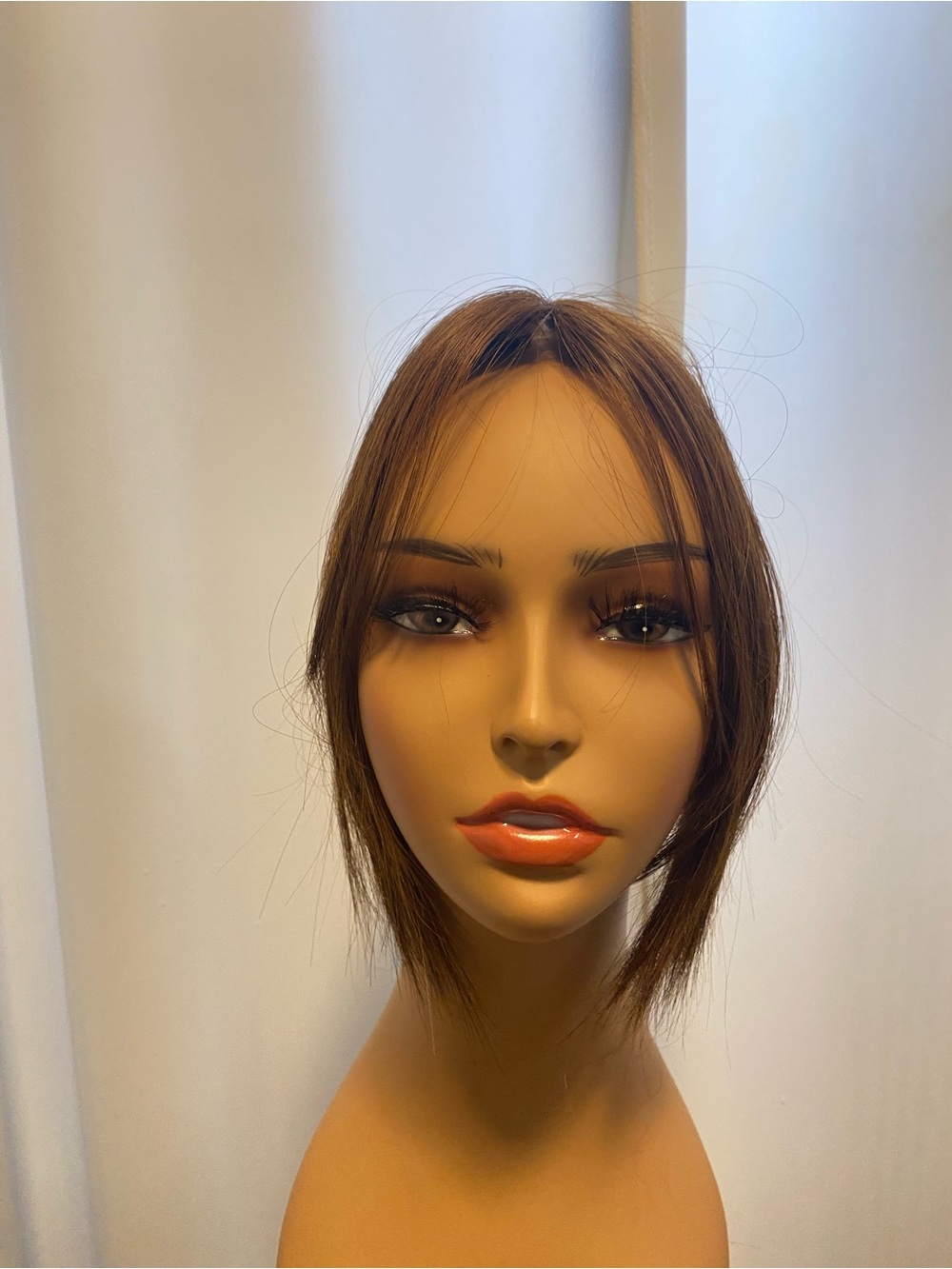 💯 Human Hair Brown /Golden Highlights 10” Long Topper- Natural Look